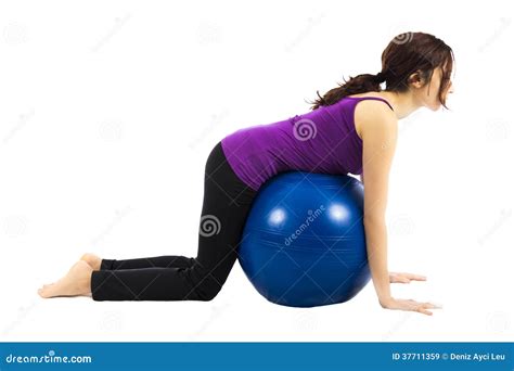 Pilates Ball Exercise for Abs Stock Image - Image of active, aerobics ...