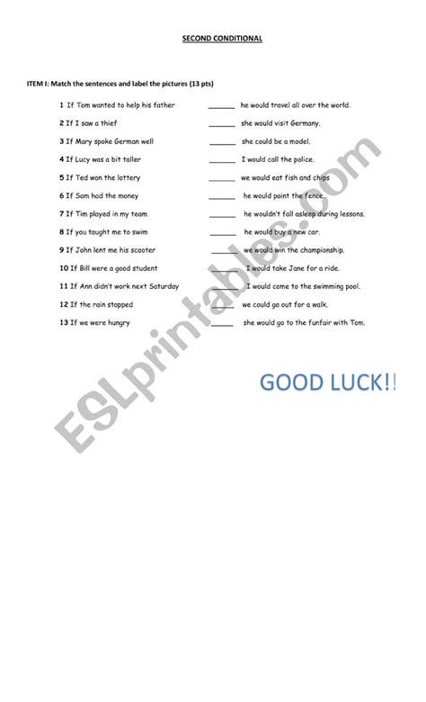 Second Conditional Esl Worksheet By Angelina2122