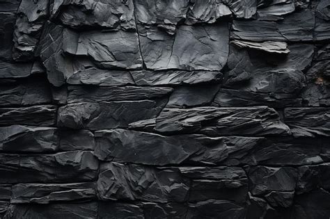 Premium AI Image | Black Stone Wall Texture Background