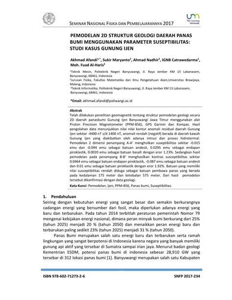 PDF PEMODELAN 2D STRUKTUR GEOLOGI DAERAH PANAS BUMI DOKUMEN TIPS