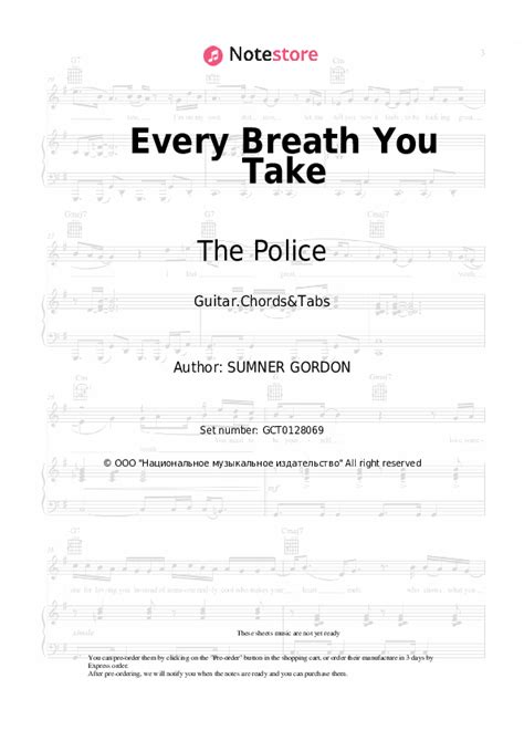 Every Breath You Take Chords And Tabs The Police Sting In Note Store