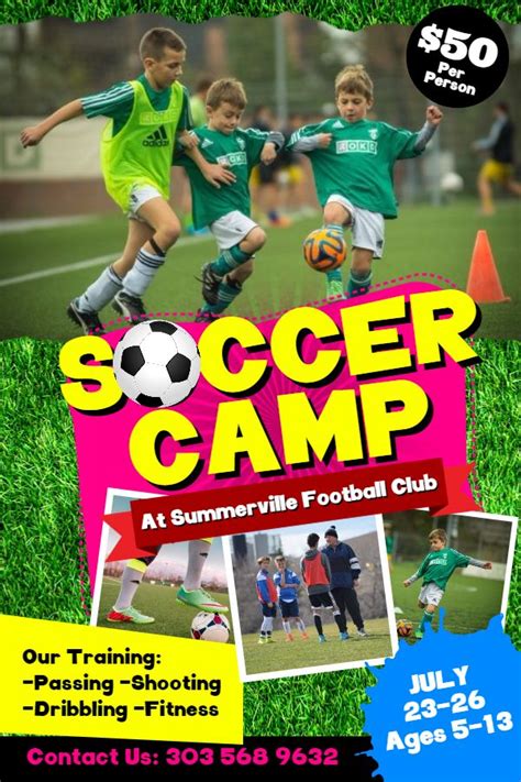 Soccer Camp Poster Flyer Social Media Post Template Soccer Camp