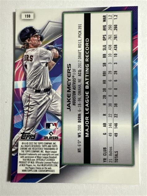 Topps Cosmic Chrome Jake Meyers Houston Astros Of Rookie Card