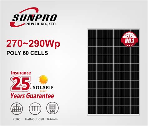 High Quality Sunpro Power 280W 285W 60cells Perc Poly Solar Panel PV