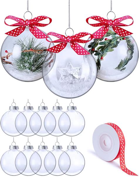 Terulf Clear Plastic Fillable Christmas Diy Craft Ball Ornament Clear Ornaments For