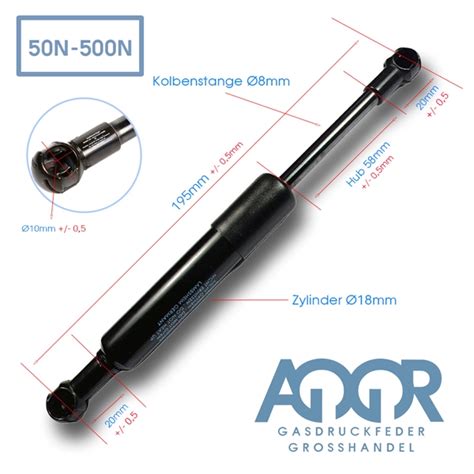 2 x Gasdruckfeder Gasdruckdämpfer Ersatz Liftomat 50N 500N