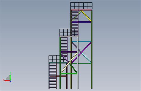 钢结构高空安装的爬梯操作平台step 模型图纸下载 懒石网