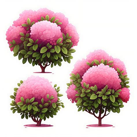 Premium Photo | A Set of Japanese Spirea Bushes Pruned Into Cloud Like