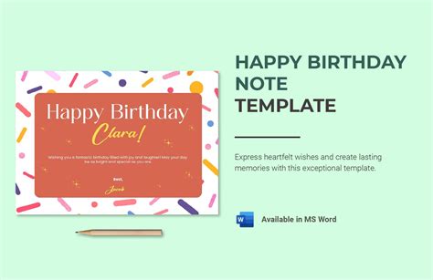 Happy Birthday Note Template in Word - Download | Template.net