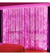 Amazon HXWEIYE 300LED Purple Fairy Curtain Hanging Lights With