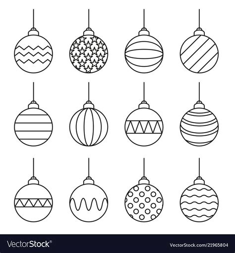 Set Of Christmas Balls Icon Line Art Vector Image On Vectorstock In