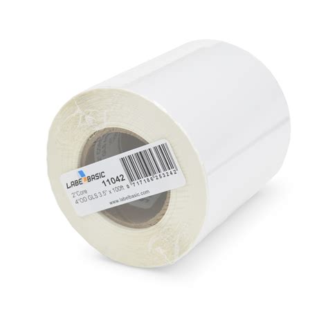 3 5 Continuous High Gloss Label Roll 100ft 2 Inch Core 4 Inch OD