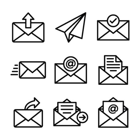 Paquete de iconos de línea de correo electrónico Vector Premium