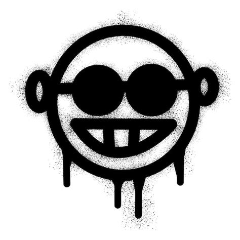 Premium Vector Smiling Face Emoticon Graffiti With Black Spray Paint