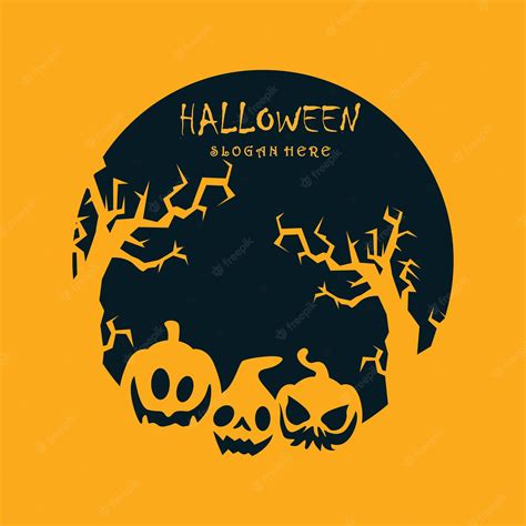 Logotipo De Halloween Con Plantilla Slogan Vector Premium