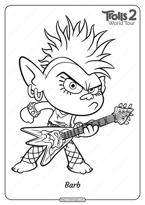 Trolls World Tour Queen Barb Coloring Page