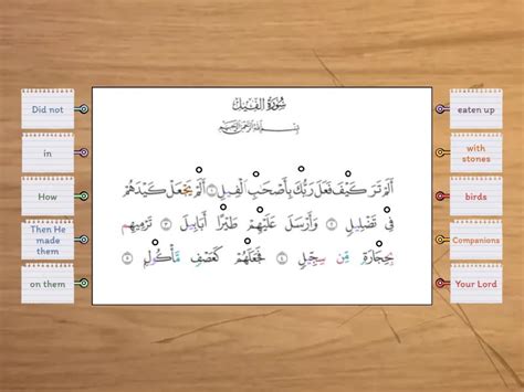 Surah Al Feel Vocabulary Labelled Diagram