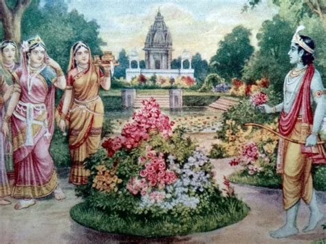 Aaj Ki Dharmik Kahani First Meeting Of Rama And Sita Flower Garden