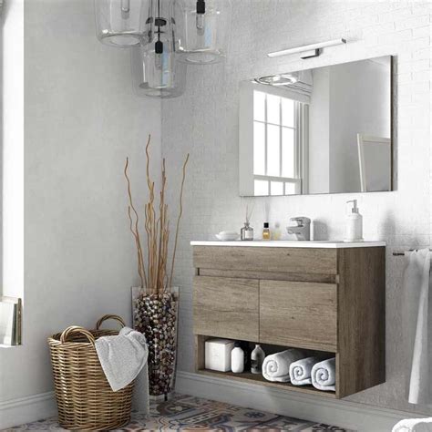 Mueble Baño Suspendido 80 cm Espejo Lavabo Opcional Miroytengo es