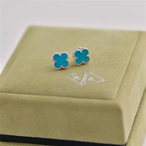 Van Cleef And Arpels Sweet Alhambra Turquoise K White Gold Earstuds