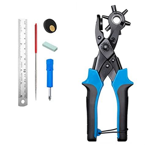 Revolving Leather Belt Hole Punch Plier Kit Eyelet Puncher Diy Tool