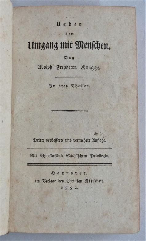 Über den Umgang mit Menschen von Adolph Freyherrn Knigge von Knigge