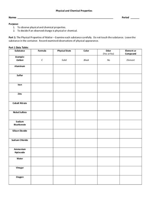 Fillable Online Phys And Chem Properties And Changes And KEY 1 1 Fax