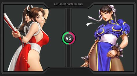 Artwork Comparison of CAPCOM vs SNK Chun Li 春麗 vs Mai Shiranui 不知火舞