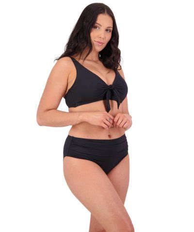 Contours Underwired Tie Front Bikini Top In Black Moontide Swimwear