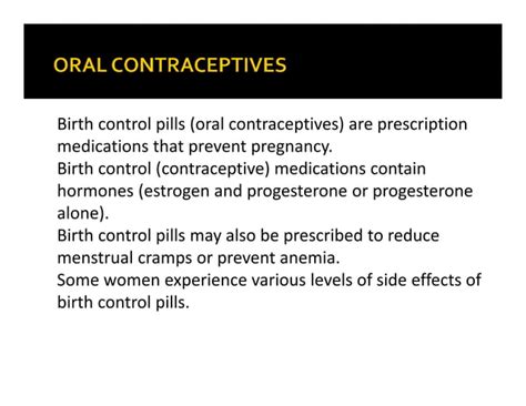 Class Oral Contraceptives Ppt