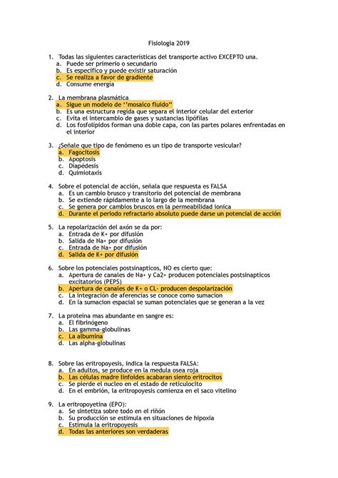 Fisiologia 2019 copie Examen de fisiología para repasar los conceptos