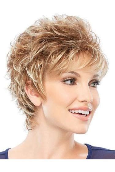 TISHINING Short Mixed Blonde Pixie Cut Wigs For White Women Wavy