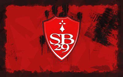 Download Stade Brestois 29 grunge logo, 4k, Ligue 1, red grunge ...