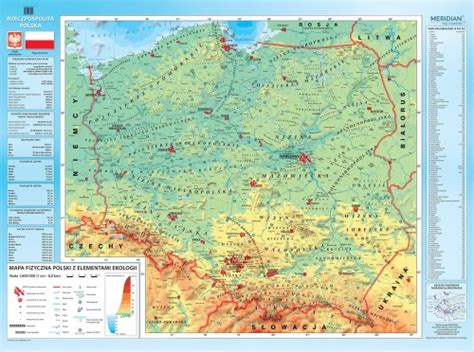 Polska Mapa Fizyczna Z Elementami Ekologii Tablicaszkolna Pl