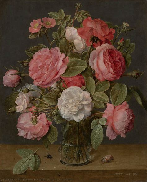 Kunstreproduktionen Rosen In Einer Glasvase Von Jacob Van