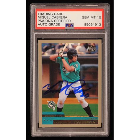 Miguel Cabrera Signed 2000 Topps Traded T40 RC PSA Auto 10