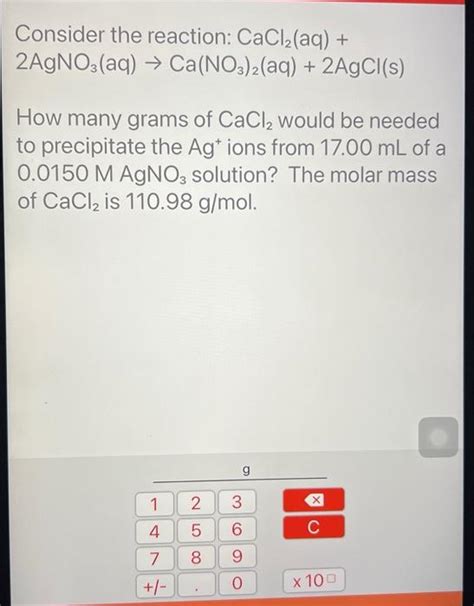 Solved Consider the reaction: CaCl2(aq)+ | Chegg.com