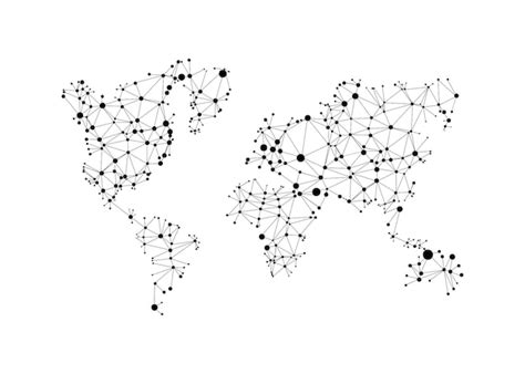 Mapa del mundo con círculos y líneas mapa del mundo poligonal abstracto