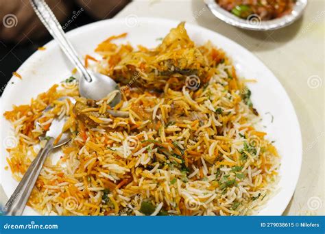 Indian Street Food Chicken Biryani Hot And Spicy Chicken Biryani A Most