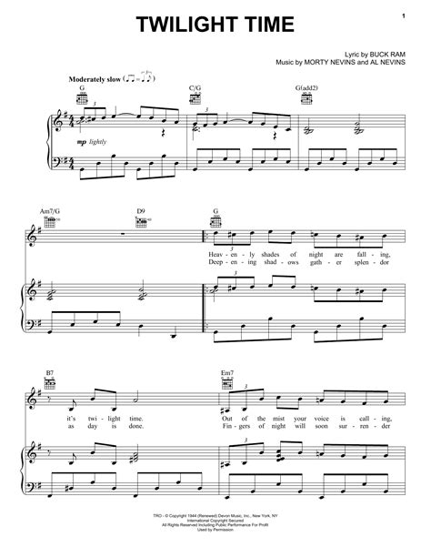 Twilight Time By The Platters Sheet Music For Piano Vocal And Guitar