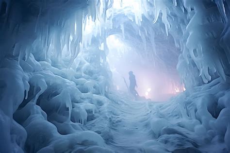 Premium AI Image | Fantasy winter scene with ice cave