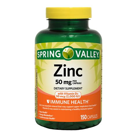 Buy Spring Valley Zinc with Vitamin D Capsules Dietary Supplement, 50 ... 