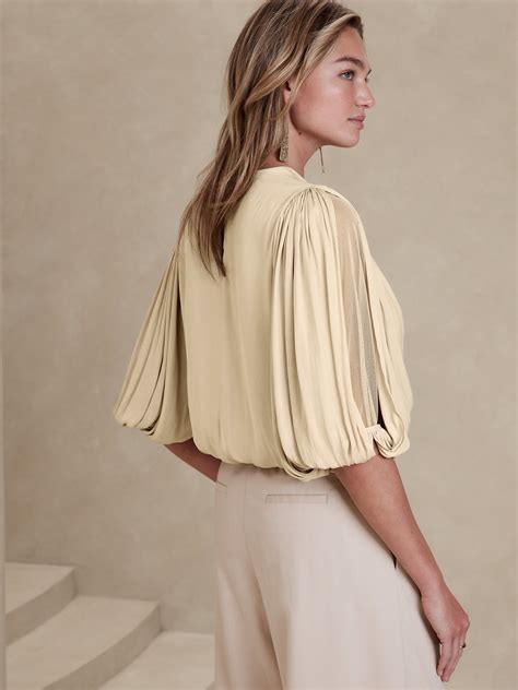 Cropped Wrap Pleated Blouse Banana Republic Factory