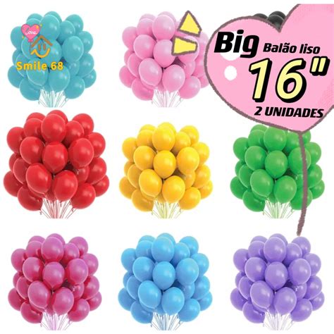 2 Unid Balão 16 Polegadas Big Liso Bexiga Gigante Várias Cores