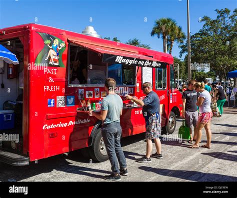 Fast food truck at the Saturday morning market, Progress Energy Park ...