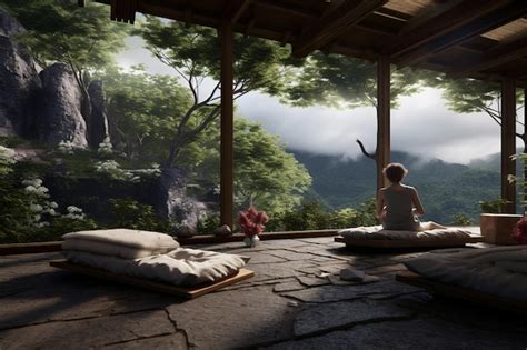 Premium AI Image | Concept of relaxation in meditation retreats amidst ...