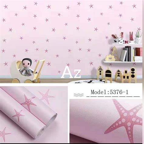 Jual Walpaper Sticker Dinding Motif Bintang Laut Pink 10m X 45cm