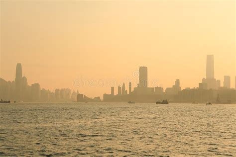 The Sunset Of Victoria Harbour Hong Kong 5 June 2012 Stock Photo