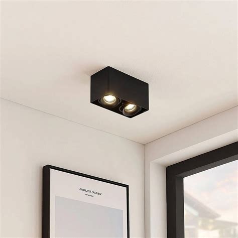 Luminaria Downlight Cuadrada Doble Bari Negra Unilux