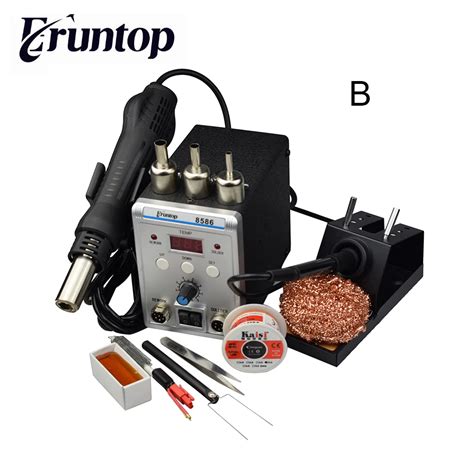 New 2in1 Electric Soldering Irons Hot Air Gun Better SMD Rework Station Eruntop 8586 In